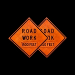 Roll Up Sign & Stand - 48 Inch Reflective Road Work 1500 Feet Roll Up Traffic Sign